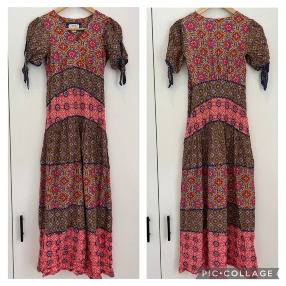 Anthropologie Maeve Eder Tiered Maxi Dress in Coral (Price Firm) - Picture 4 of 10